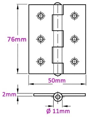 Door Hinge 3" 75mm Ball Bearing Hinges Polished Chrome Suit Internal Doors Pair, 12.2 x 4.2 x 2.4 cm - Image 2