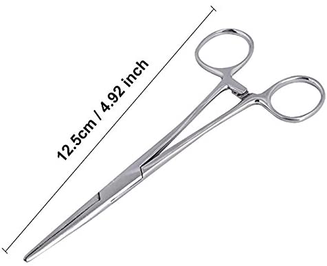 WUWYOUWL Hemostat Forceps, Stainless Steel Dog Cat Pet Scissors Ear Hair Clamp Fishing Scissors Tools (12.5cm Straight) - Image 2