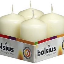 Bolsius pack 4 Pillar Candles Small , "Ivory 40 mm Width"