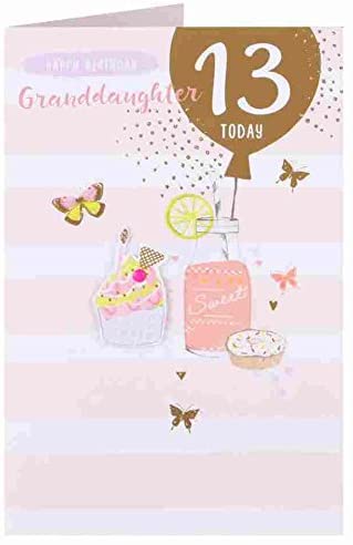 Granddaughter 13TH Birthday Card, White