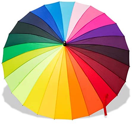 ThreeH Rainbow Golf Umbrella Large Size 24Ribs High Density Canopy for Resistant Heavy Rain and Wind Oversized KS07,Rainbow - Image 4