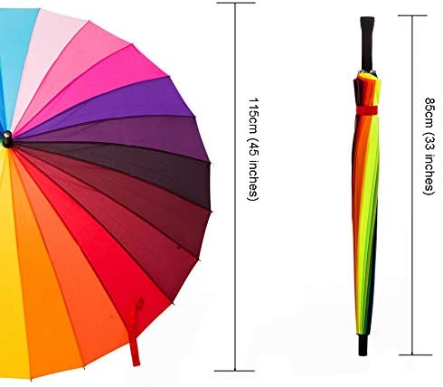 ThreeH Rainbow Golf Umbrella Large Size 24Ribs High Density Canopy for Resistant Heavy Rain and Wind Oversized KS07,Rainbow - Image 3