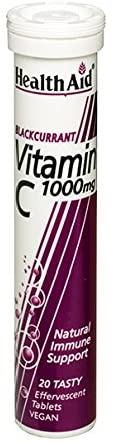 HealthAid Vitamin C 1000mg - Effervescent (Blackcurrant Flavour) - 20 Tablets, White, 1 count (Pack of 20)