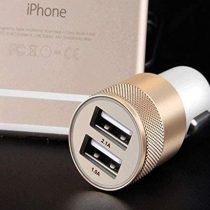 Shot Case Double USB Car Cigarette Lighter Adaptor for Motorola Moto G4 Plus Gold