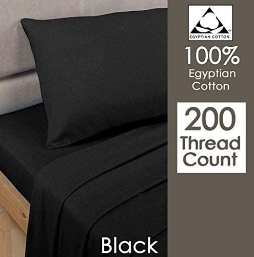 Rayyan Linen Black Pair of Pillowcases 100% Egyptian Cotton 200 Thread Counts, Pillow Cases 2 Pack, 50 x 75cm