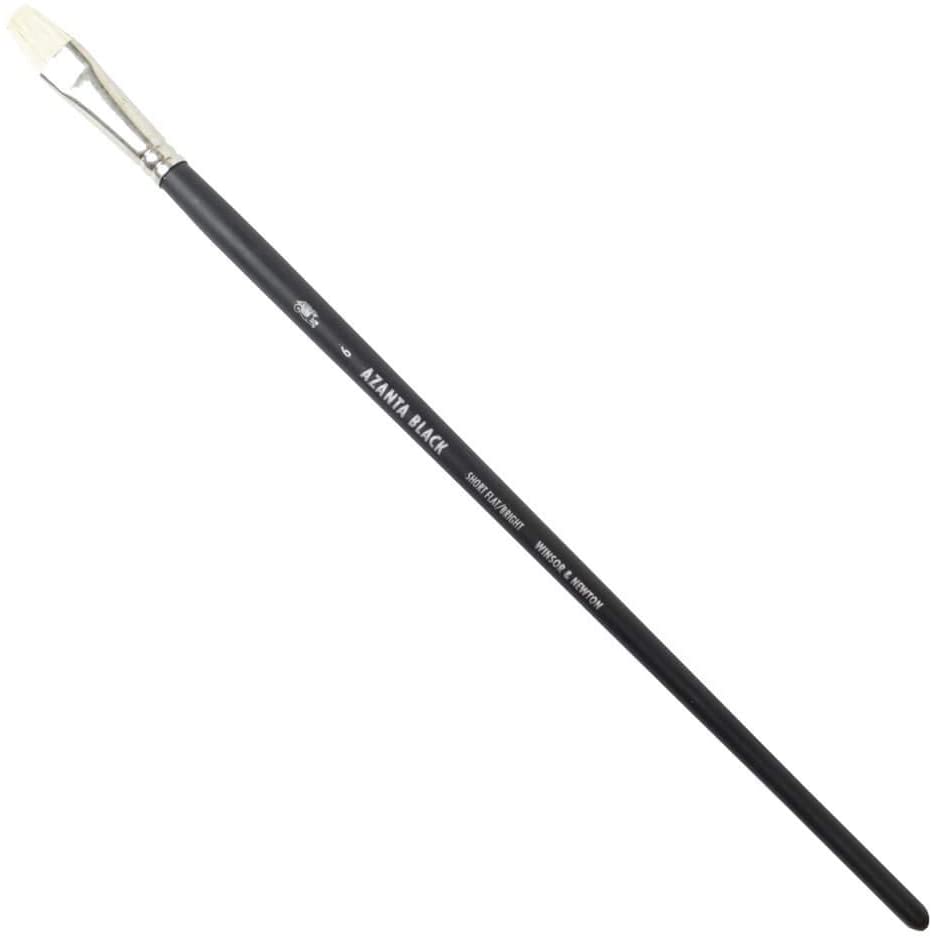 Winsor & Newton Azanta Black Brush for Oil and Acrylic Painting Wood, Transparent, Flach - 12mm Nr. 6