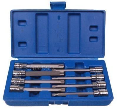US Pro Bergen 8PC 3/8" Dr. 110mm Long Torx Bit Socket Set T25 - T60, White-a95, Variety Pack