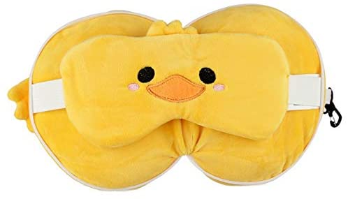 Relaxeazzz Duck Round Plush Travel Pillow & Eye Mask, Sleep Eye Mask Masks, Kids Travel Accessories For Sleeping Airplane - Image 3