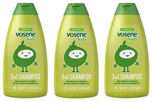 THREE PACKS of Vosene Kids 3 in 1 Conditioning Shampoo Head Lice Repellent, Clear, 750 milliliters, 250 g (Pack of 3)