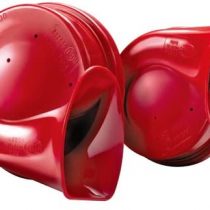 HELLA 3FH 007 424-811 Trumpet Horn - TE16 - 12V - 110dB(A) - Frequency Range: 400/500Hz - Electric - Housing Colour: Red/Black - Flat Plug-in Connector - Kit - Quantity: 2
