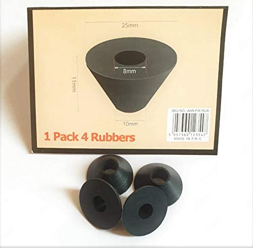 AAN® 4 Rubber Fixture Non Slip Toilet SEAT Hinge Fittings Secure Replacement for Two Loose Toilet Seats Black - Image 2
