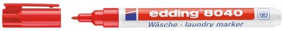 edding 8040 laundry marker - red - 1 pen - round nib 1 mm - textile marker for labelling clothes, wash-resistant at 95°C - laundry pen