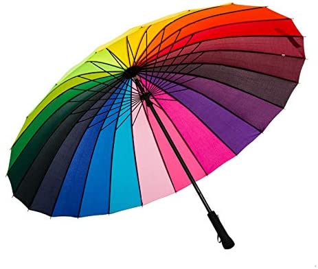 ThreeH Rainbow Golf Umbrella Large Size 24Ribs High Density Canopy for Resistant Heavy Rain and Wind Oversized KS07,Rainbow