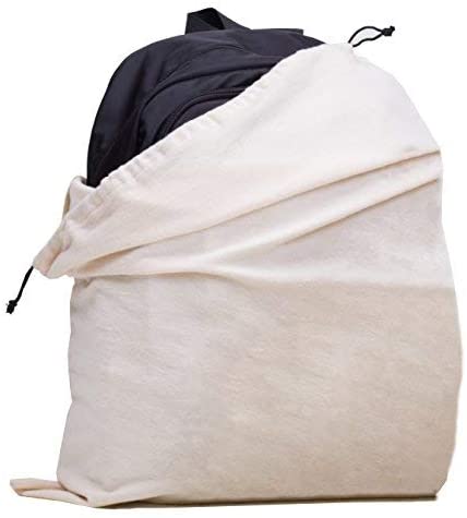 MISSLO Set of 3 Cotton Breathable Dust-Proof Drawstring Storage Pouch Multi-Functional Bag,Beige (Pack 3 L) - Image 2