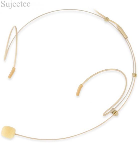 Sujeetec Microphone Headset Discreet Headworn Earset Over Ear Mic for AKG Wireless System Bodypack Transmitter, Ideal for Lectures, Live Performance, Theater, Podcasts – Beige - Image 3