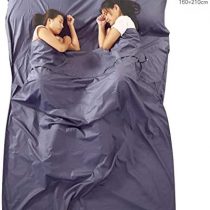 Travel Sleeping Bag Liner Portable Camping Bed Sheet Adult Kids Cotton Double Travel Sleep Bag with Pillow Pockets Lightweight Prevent Dirty for Hostels Bed,Trains,Hiking, Picnic,Trains,Business trip