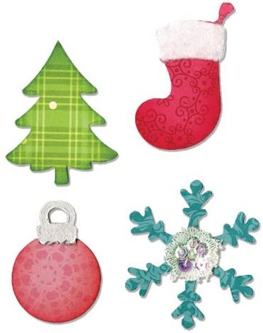 Sizzix Bigz Die A10599, Christmas Tree, Bauble, Snowflake, Stocking, Multi Colour, Multiple Sizes