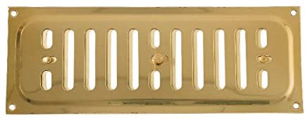 Merriway BH04350 9 x 3 inch Adjustable Sliding Hit and Miss Air Grille (Overall Vent Size: 240 x 90mm), Polished Solid Brass, 240 x 90 mm