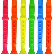 12 x Mini Flutes Whistle Recorders - Kids Birthday Party Loot Bag Pinata Toys Fillers for Boys & Girls, Multi-coloured, 14 cm