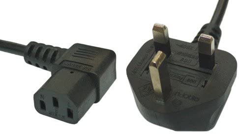 3M Right Angled Angle Kettle Type IEC Mains Power Cable Lead, 3 Meters