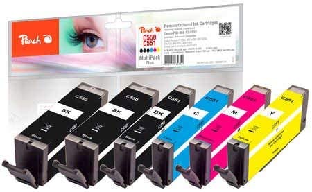 Peach Saving Pack Plus Ink cartridges, Compatible with Canon PGI-550, CLI-551, Multi-Pack (Schwarz, Gelb, Magenta, Cyan), Multi-pack