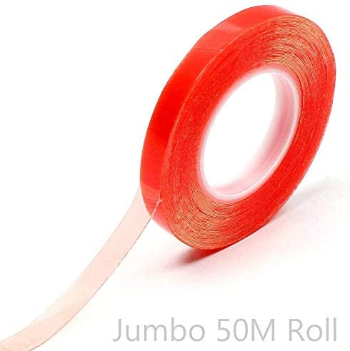 6mm Red Double Sided Adhesive Sticky Tape Easy Lift Super Strong EXTRA LONG 50m, 6mm * 50m