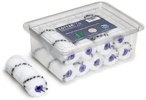 COTTAM Nylon Paint Roller Sleeves (Medium Pile) x10, White/Black, 4-Inch - Image 2
