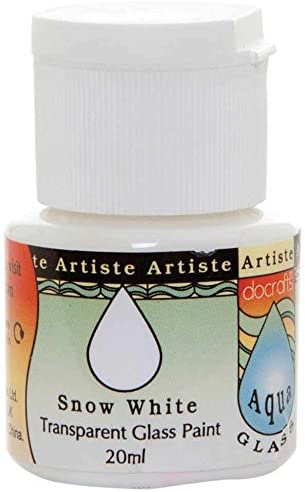 Artiste Glass Paint 20ml Aquaglass Snow White, Water Based Paints, for Painting On Glass Perspex, Acetate