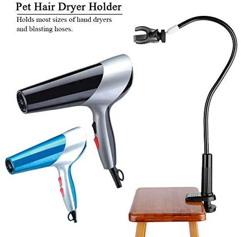 Pet Hair Dryer Holder - 360° Rotatable Hands-Free Grooming Stand for Dogs and Cats Aluminum Alloy Gooseneck with Clamp Mount - Image 4