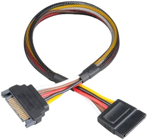 Akasa SATA Power Cable Extension, Black, 11.81 inches