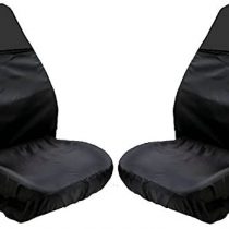 XtremeAuto® Waterproof FRONT Seat Covers with Chequered Flag Logo (Charcoal Grey)