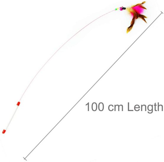 SLSON Feather Teaser Cat Toy, Interactive Cat Catcher and Exerciser Wand for Cats and Kitten Playing, with Feather, Bell and Flexible Wire - Image 4