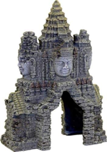 Rosewood Temple Gate Angkor Wat Aquarium Ornament,Dark Green