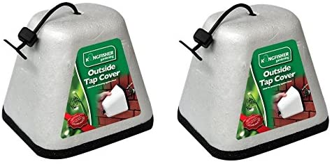 Set of 2 Outside Tap Covers Insulated Polystyrene Thermal Frost Protector Tap Jacket Universal Fit, White
