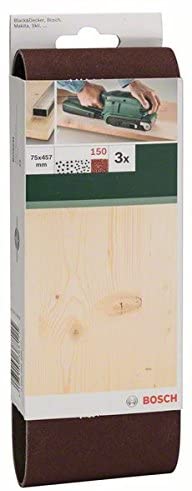 Bosch 2609256208 Abrasive Belts for Belt Sander 75 x 457 mm Grit Size 150 Set of 3, Silver - Image 2