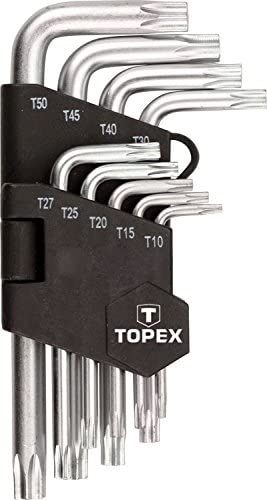 TOPEX 35D960 T10 - T50 CV Torx-Key Set (9-Piece), Silver, 9-tlg. Set Torx