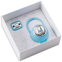 Disney Baby - Dummy Clip with Chain and Case in Silver - Gift Idea for Newborns - Winnie The Pooh Design