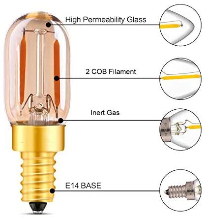 C7,T22 LED Filament Candelabra Bulb,Vintage Tubular Night Light,2200K,Amber Glow 