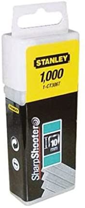 Stanley 1-CT305T 8mm Flat Narrow Crown Staples (1000 Pieces), Silver, 8 mm