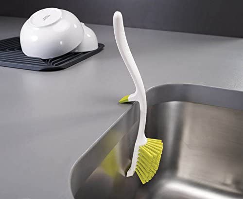 Joseph Joseph Edge Dish Washing up, Scrubbing Brush - White/Green - Image 4