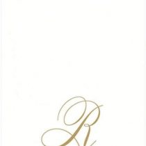 Caspari " Signature Gold Initial R Paper Linen Guest Towels, White Pearl, Pack of 24