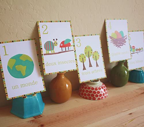 Children Inspire Design French Numbers Woodland Counting Wall Cards, Set of Ten 5x7 Nature Themed Wall Art Prints - Image 2