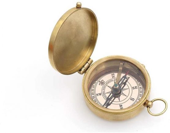 Roorkee Instruments (INDIA) Ralph Waldo Emerson Quote Solid Brass Compass with Anchor Embossed Leather Case - Image 3