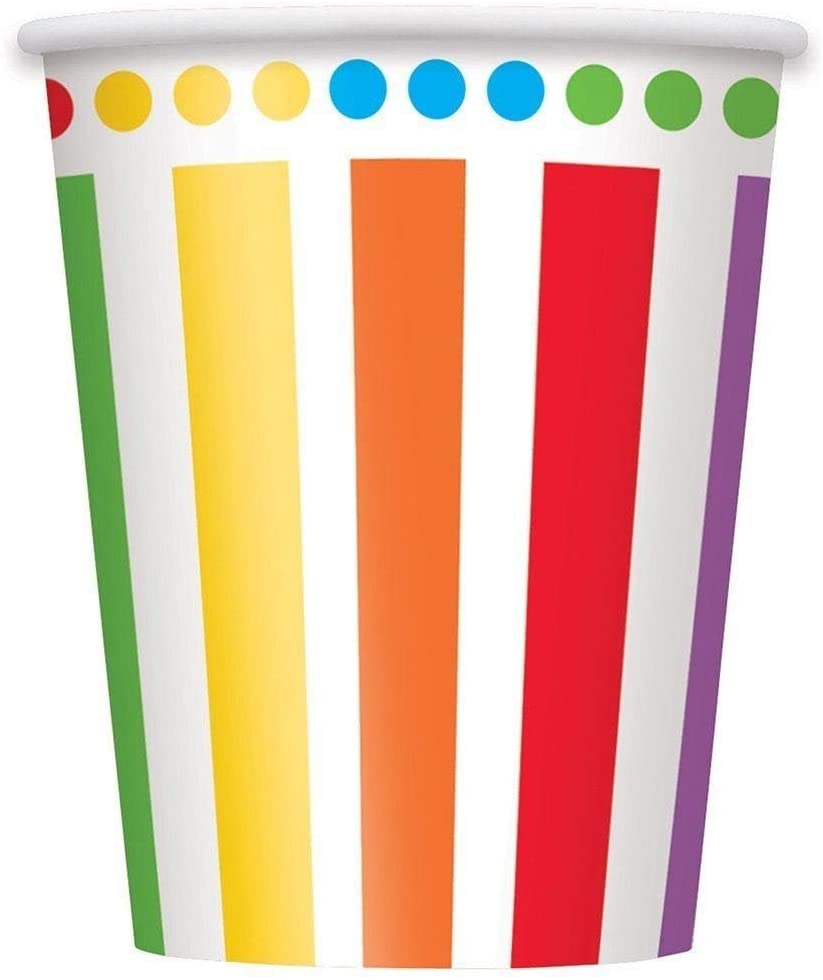 Offer Shop Rainbow Party Kids Birthday Decoration-Rainbow Plates Cups Napkins Table Cover -16 Guests, Rainbow Kit - 16 - Image 2