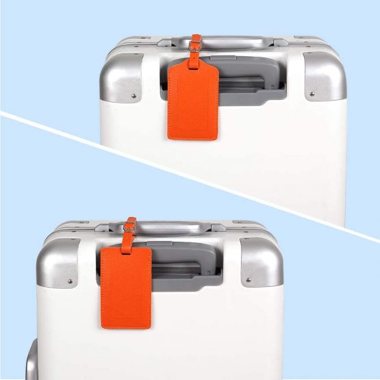 Luggage Tags, Microfiber Leather Personalized Suitcase Tag Set Luggage id Tags Labels Travel Accessories-Set of 4(Orange) - Image 3