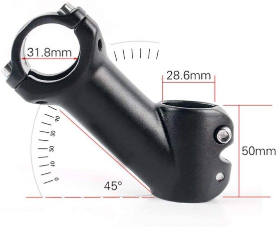 CYSKY Bike Stem 31.8 90mm 45 Degree Bicycle Handlebar Stem Riser MTB Stem for Mountain Bike, Road Bike, Most Bicycle,MTB, BMX(Aluminum Alloy, Black) - Image 2
