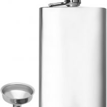 kuou 10oz Portable Pocket Hip Flask, Stainless Steel Pocket Flask, Whiskey Flagon with Handy Funnel for Climbing Camping Barbecue Bar Party Drinker, Silver