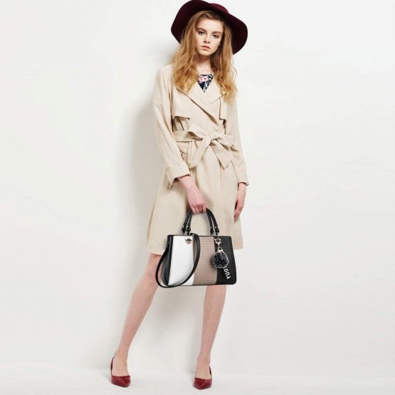 NICOLE&DORIS Women's Exquisite Shoulder Crossbody Messenger Tote Satchel PU Leather Handbags, Khaki, S - Image 2
