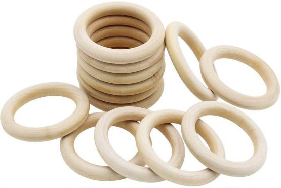 NewZC 18Pcs Natural Wood Rings 70mm Wooden Unfinished Wooden Craft Rings for Handmade Jewelry Dream Catcher Pendant and Connectors Round DIY Wooden Hoop Rings