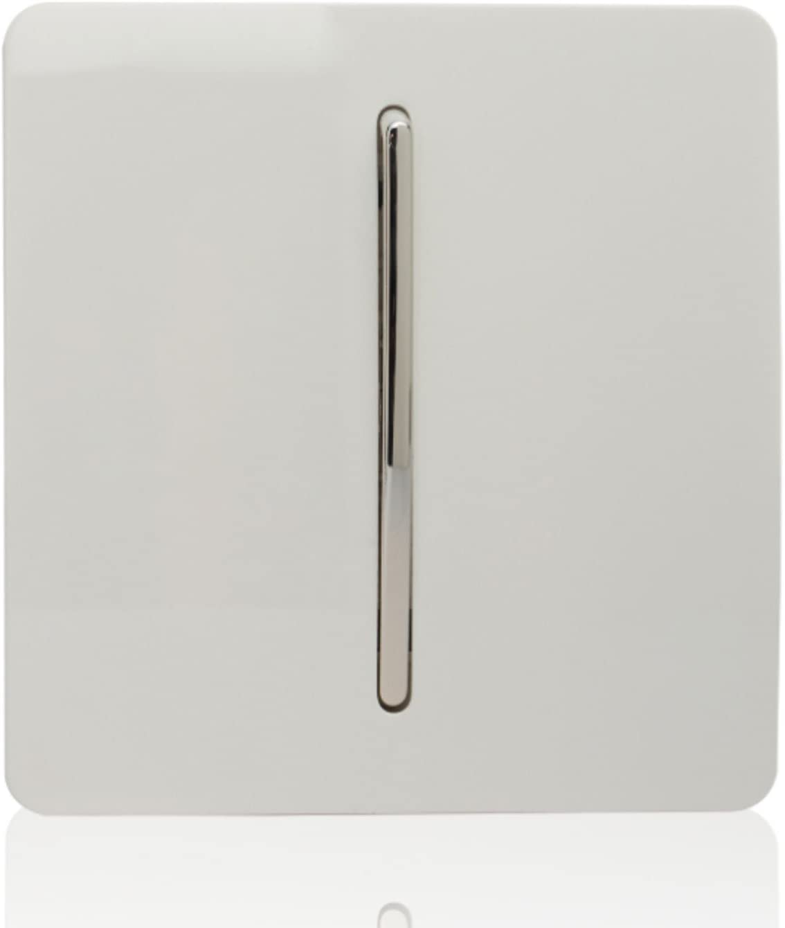Trendi Switch 1 Gang 2 Way 10 Amp Rocker Chrome Light Switch in Glossy White, Gloss White
